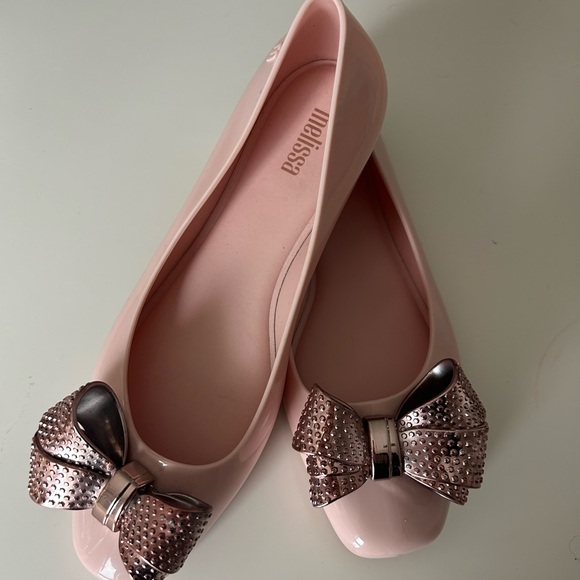 Melissa Shoes - Melissa Aura II pink rose ballet flats with bow 6